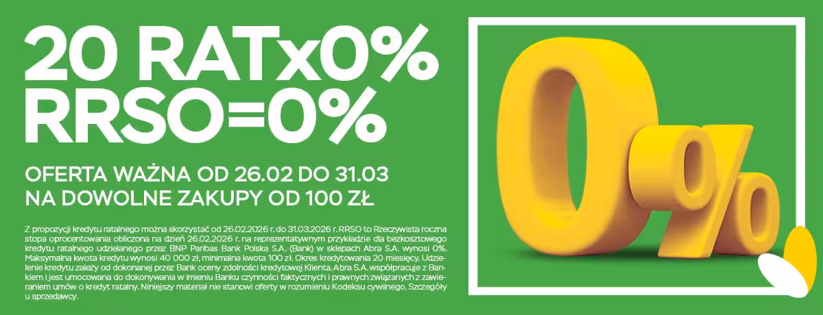 Raty 20x0% na dowolne zakupy od 100 zł